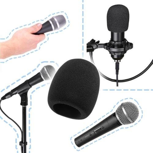 AkNebriax 10-Piece Black Microphone Sponge Windscreen Cover, High-Density Thick Sponge, Dustproof and Reusable, Replacement Microphone Sponge, Noise-C