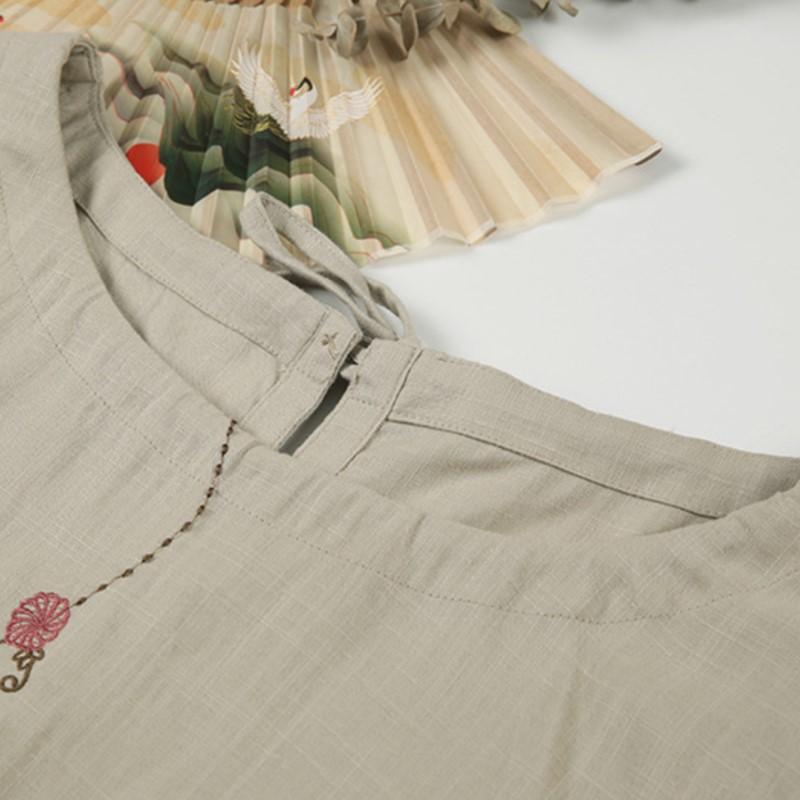 Johnature Women Vintage Dresses O-Neck Seven Sleeve Embroidery Floral Cloths 2025 Spring A-Line Dress