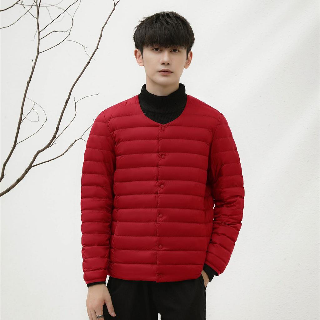 Geacă de puf pentru bărbați, ușoară, cu gât în V - 90% puf, Nou Standard Național