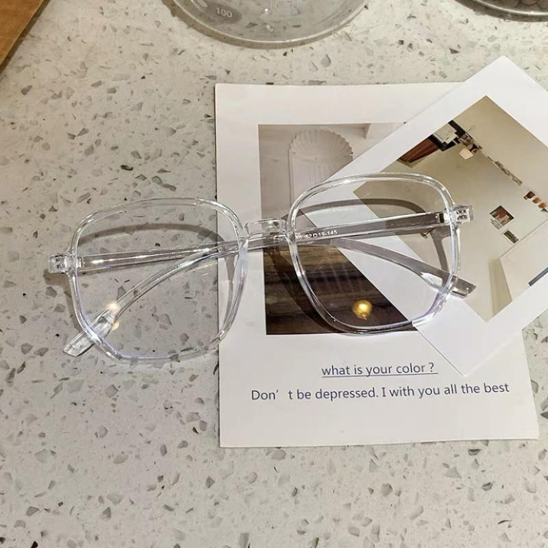 New Polygonal Anti Blue Light Fatigue Glasses For Women Version Trendy Plain Face Famous Lens Frame Flat Lens Eyeglasses