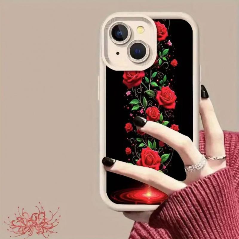 Elegant Red Rose Phone Case for Apple 16/15/14 Pro/15 Pro Max/13/12 Models