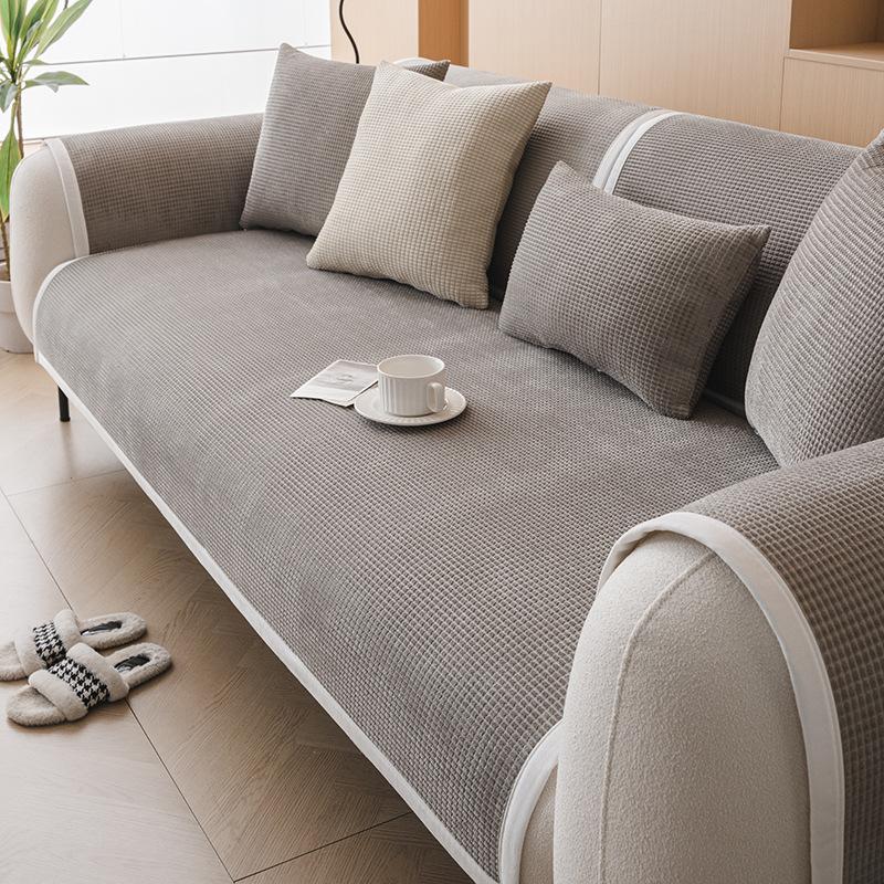 

Gray corn fleece sofa cushion, four-season universal pad, light luxury, high-end new 2024 leather sofa seat cushion, solid color 70*70cm