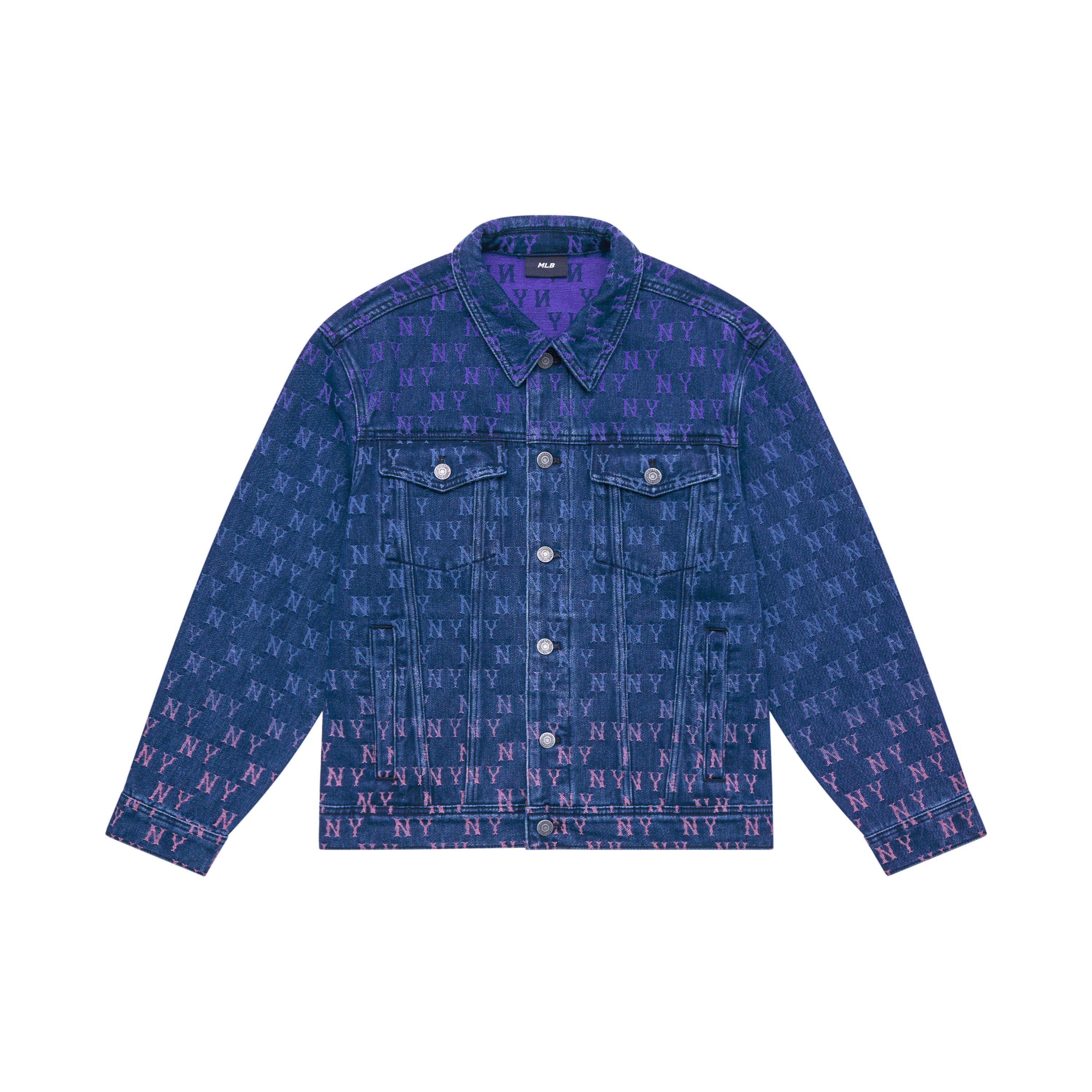 MLB New York Yankees Jacquard Dia Monogramm Vintage einreihige Jeansjacke Unisex Jacken Indigo 3ADKM0144-50INS M blue