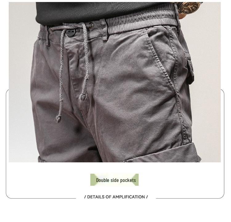 Mens High-Quality Thickened Cotton Work Pants with Multi-Pockets and Cuffed Design for Spring and Autumn
