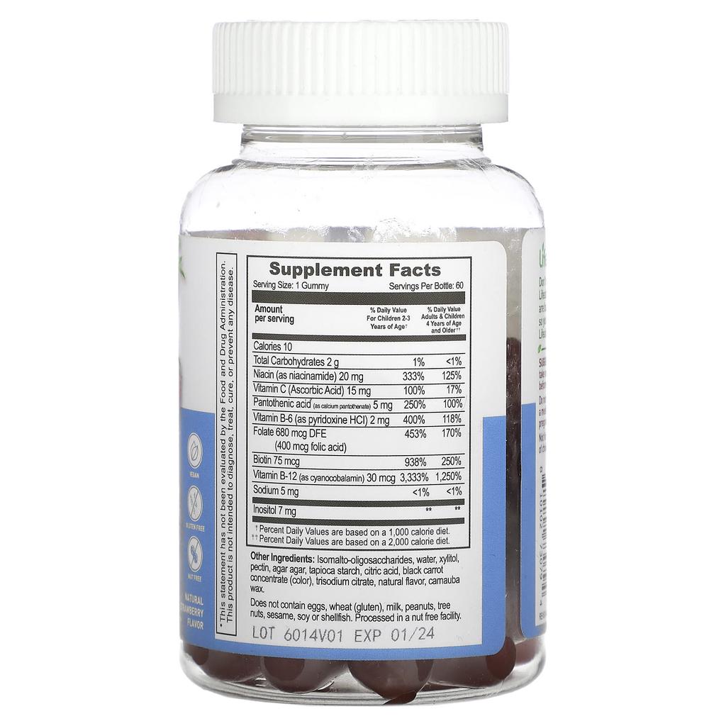 Lifeable, Kids B Complex + Vitamin C Gummies, Sugar-free, Natural Strawberry Flavor, 60 Gummies
