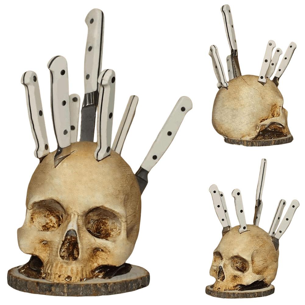 Skull Knife Holder Creative Horror Head Knife Rack Fruit Chopping Knife Stand Halloween Party Decoration China Mainland