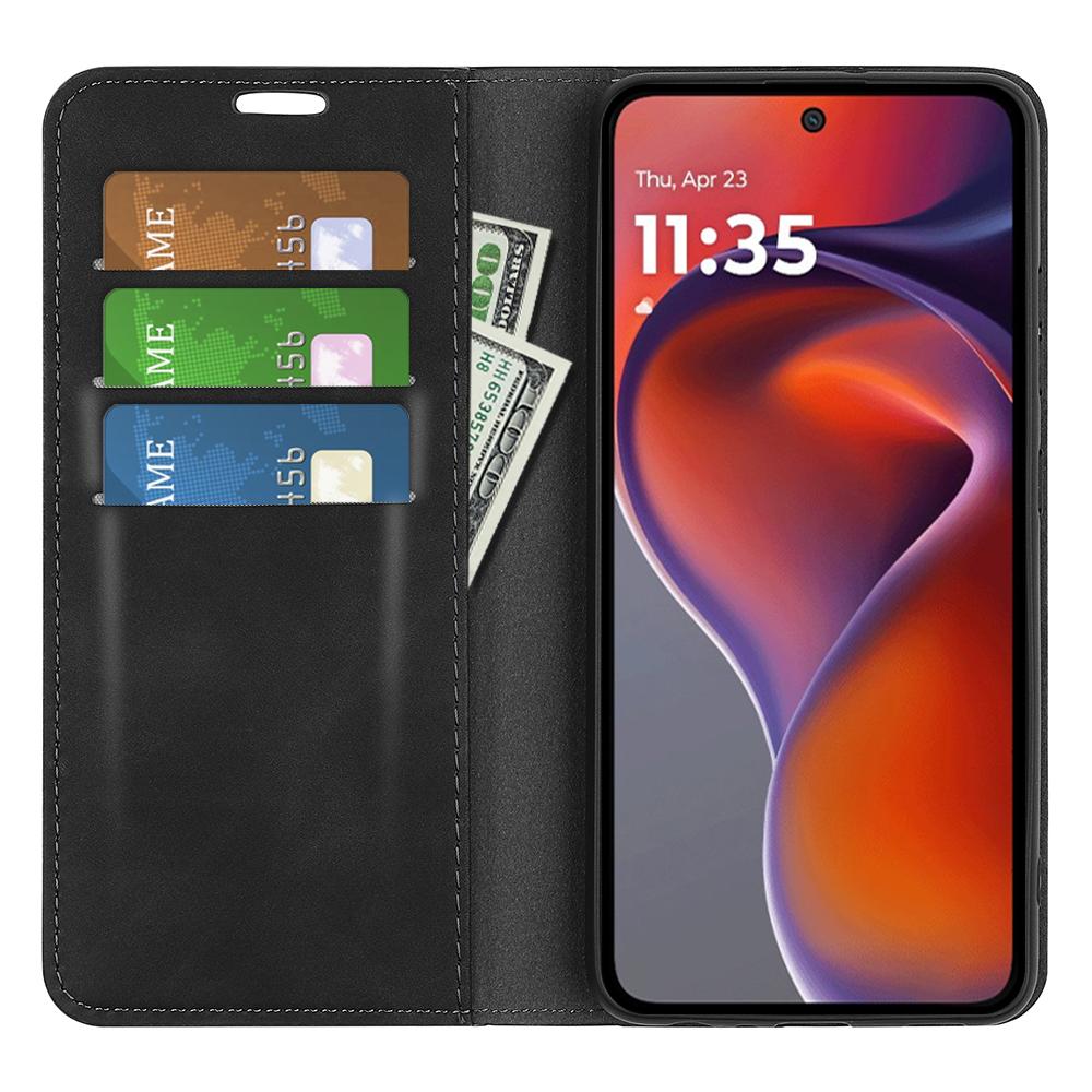 

For Motorola Moto G15 4G Case Skin Touch Leather Wallet Phone Cover Red