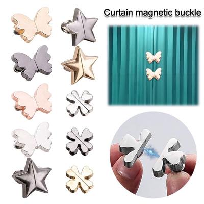 2Pcs Creative Punch-free Nail-Free Magnetic Curtain Button Detachable Light-proof Drapery Clips Simple Curtain Ties for Home