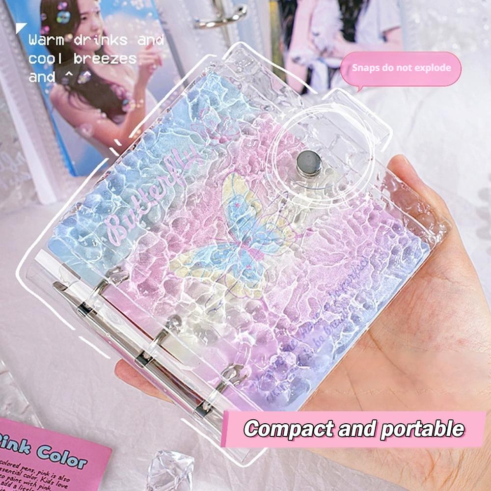 Sticker Book Transparent Mat Girl Binder Refill Clear Gradient Color Binder Book 12x11cm with 20 Sheets Per Mass Refills - Pink