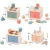 Montessori Object Permanent Box Wooden Toy Color Sorting Shape Matching Box Coins Ball Early Educational Toys Fine Motor Skill