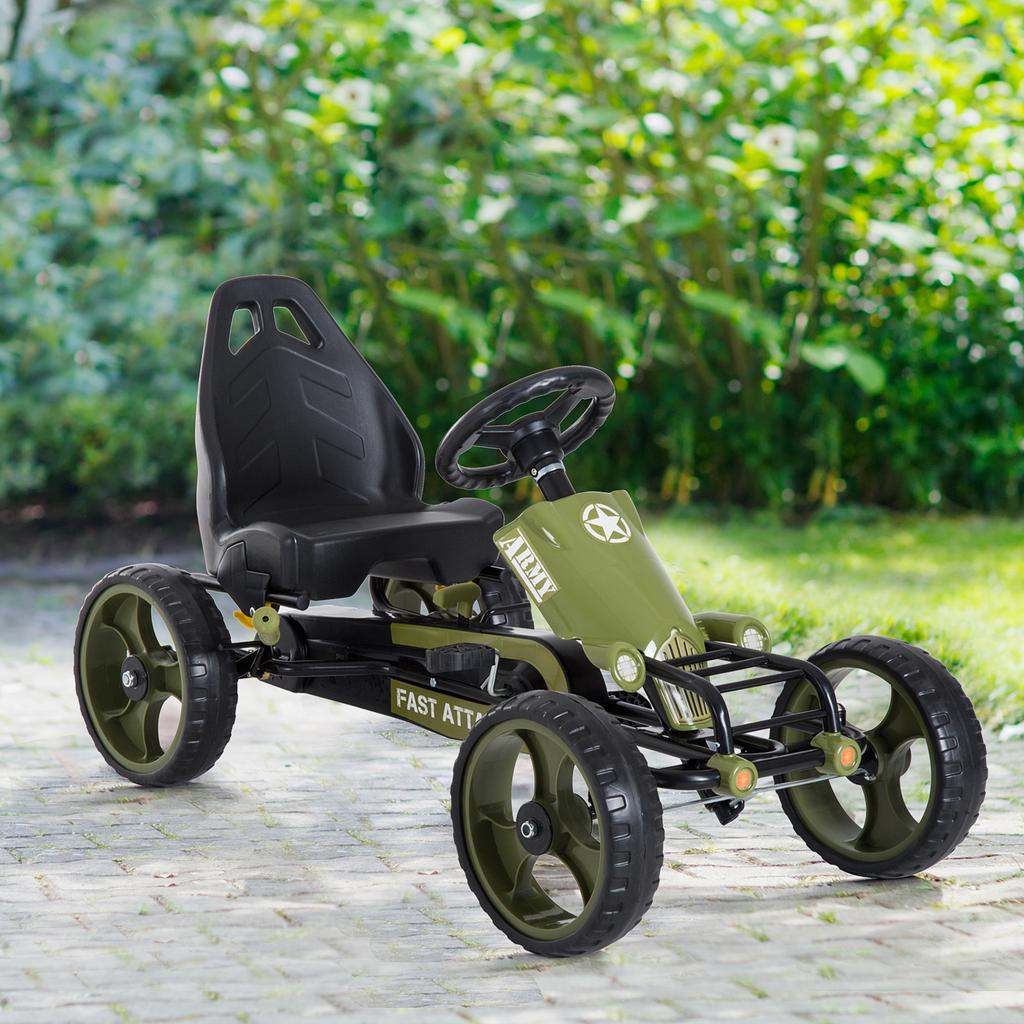 Kids Children Pedal Go Kart Ride On Racer Braking System Adjustable Seat Green
