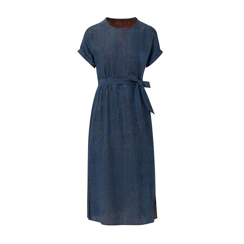 Mulberry Silk Dress Women's Summer 2026 New French Temperament Light Luxury Round Neck Short Sleeve Medium and Long Women