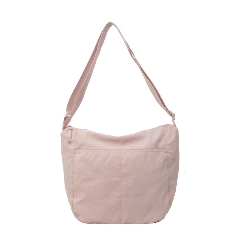 Japanese solid color messenger bag waterproof nylon bag female student class shoulder bag large capacity lightweight cloth bag