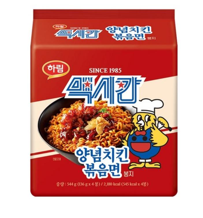 HARIM Mexican Seasoned Chicken Fried Noodles 136g × 4 – Spicy & Savory Korean Instant Noodles