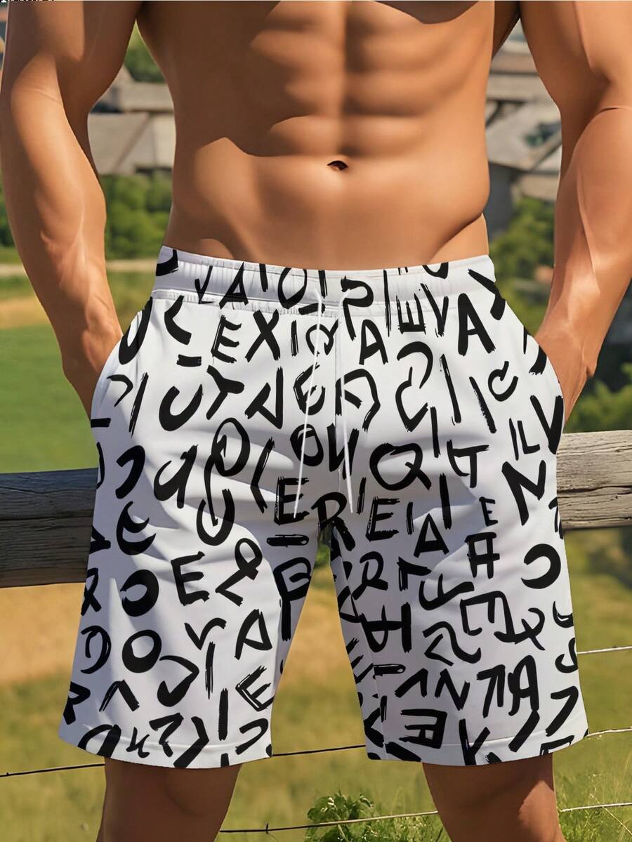 Men S Beach Shorts 3D Digital Print Casual Drawstring Shorts 49, Plus Size XL