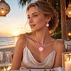2Pcs/Set Lightweight Floral Jewelry Set, Polymer Clay Realistic Flower Charm Necklace, Hawaiian Style Drop Earrings for Daily Wear