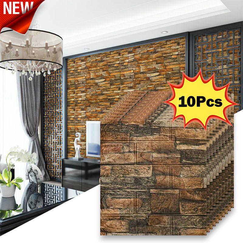 Retro color wall 3D self-adhesive wall sticker for living room decoration wallpaper 35X38.5cm
