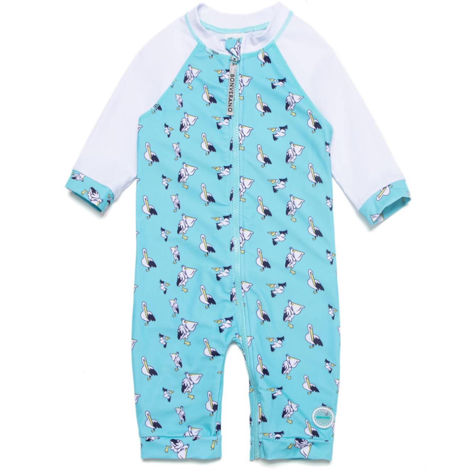 

BONVERANO Rash Guard Swimsuit with UPF UV for Baby Boys One-Piece Full-Length Zipper, 50+ Protection, (Pelican, 18-24 Months)