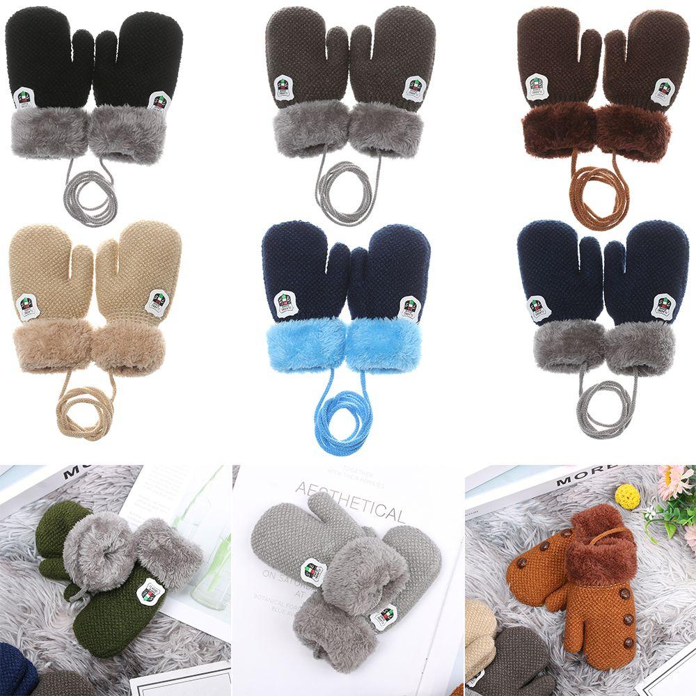 New Hot Cartoon Keep Finger Warm Lovely Kids Gloves Plus Velvet Knitting Mittens Thick