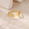 Free Shipping Cute Star Open Ring for Women Stainless Steel Gold Color Starfish Popular Ring New Fashion Zircon Acceessory Gift