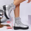 New Large-sized Shoes Women's Shoes, Round-toed Thick-soled Lace-up Fashion Boots