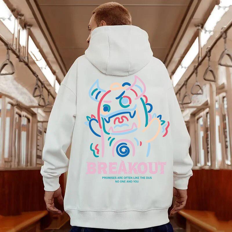 

Мужские толстовки с длинным рукавом, весенне-осенний теплый пуловер Y2K с принтом монстра, уличная одежда Харадзюку, мужские толстовки и свитшоты, мужские XXXL белый