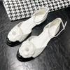 Fashion High Quality Leather Slingback Buckle Design Flat Sandals Women Camellia Decoration Mary Jane Shoes Cute Hollow Low Heel Flats