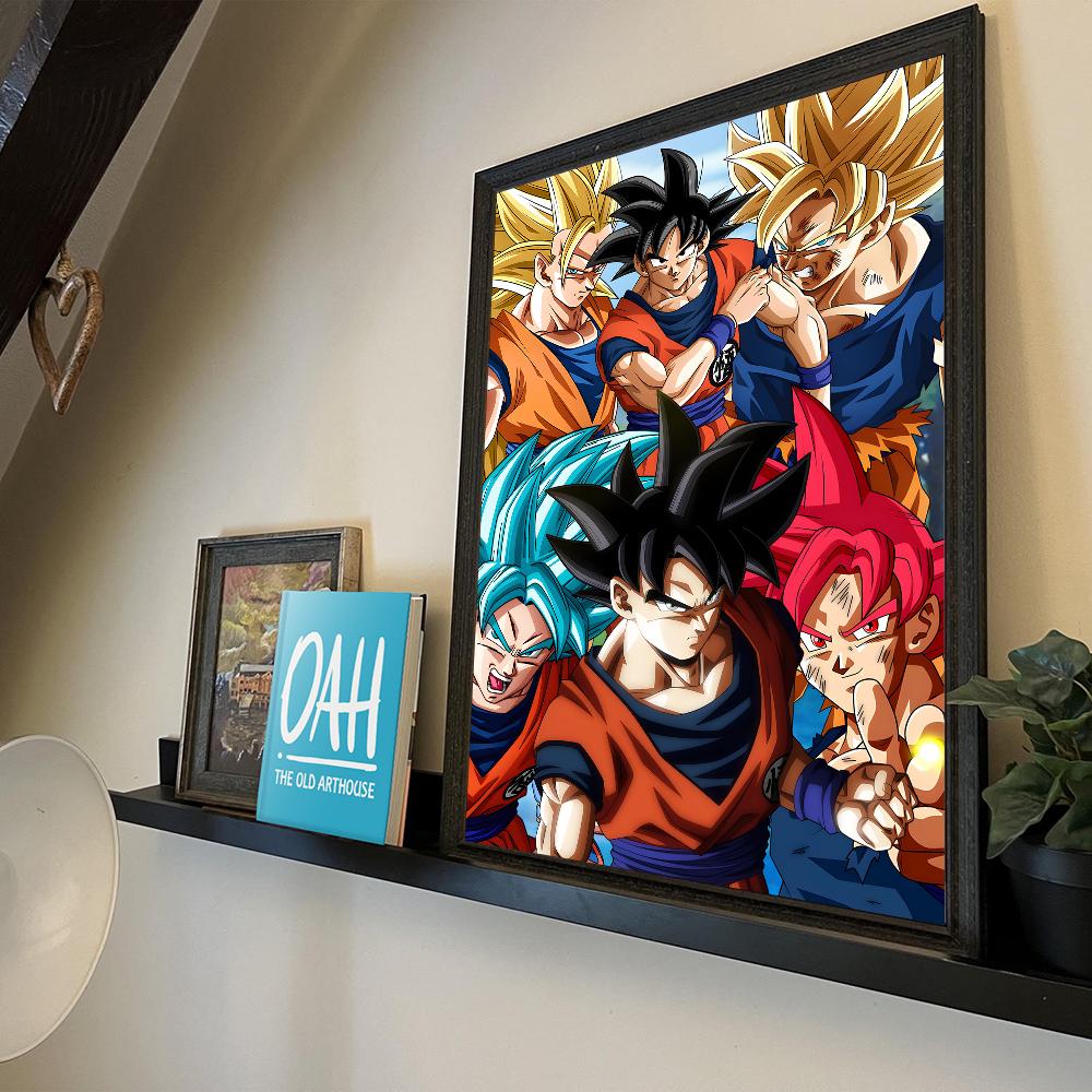 Figure Anime Vegeta Goku D-Dragon Ball Poster Classici Vintage Qualità HD Wall Art Poster Retrò per Decorazione Parete Casa Stanza