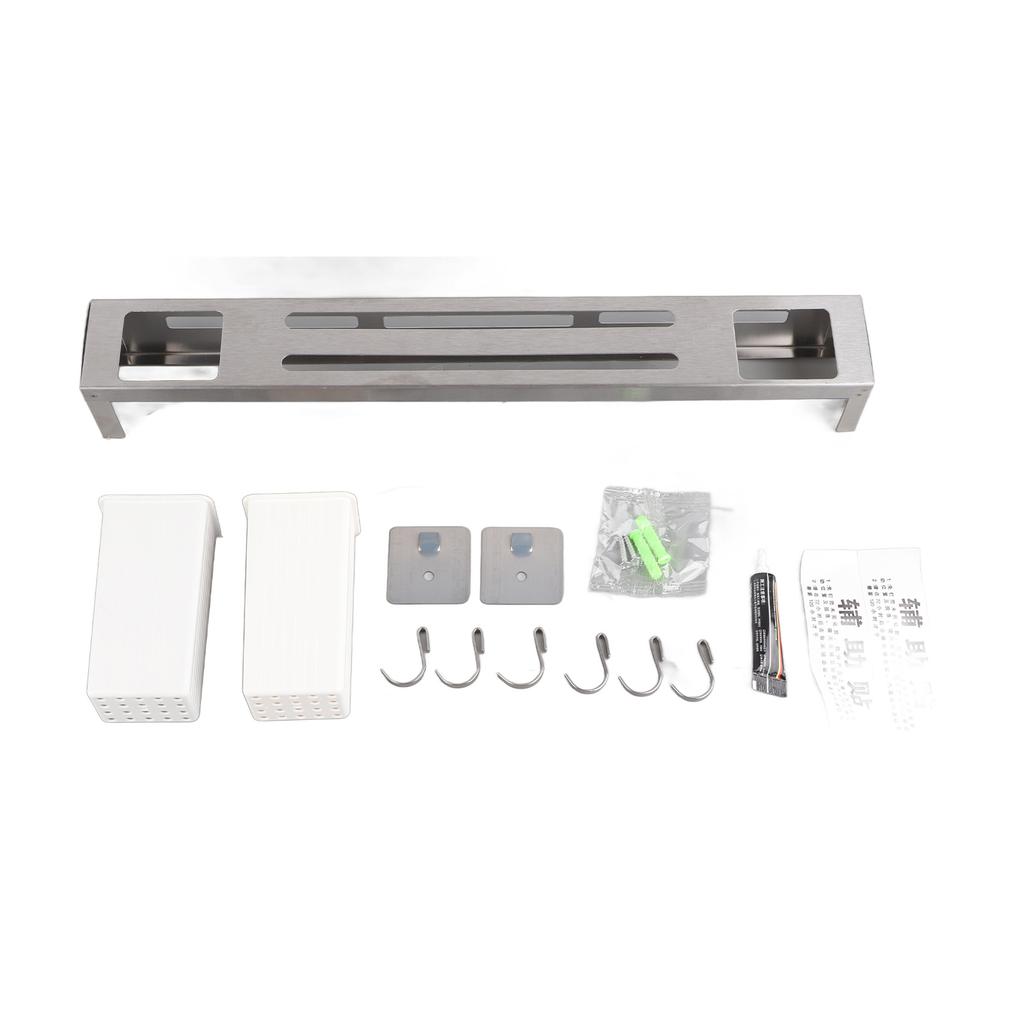 40cm Kitchen Knife Rack Punch Free Stainless Steel Wall Mounted Multifunction Kitchen Utensil Hanger for Home Brushed