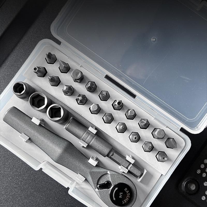 25 in 1 Ratchet Screwdriver Set Wrench Narrow Space Repair Steel Multi Bit Tool Kit with Socket Heads Hand Tool