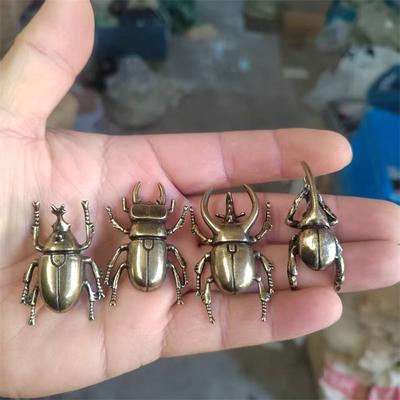 5pcs Solid Brass Realistic Beetle Tea Pet Antique Insect Figurine For Tea Ceremony Table Decor Home Display Gift For Collectors