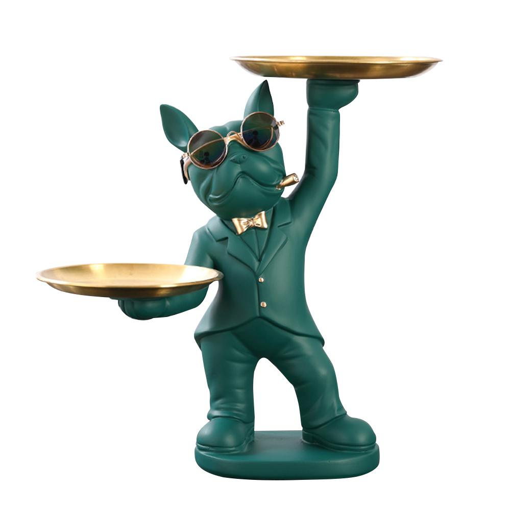 French Bulldog Sculpture Dog Statue with Tray and Keys Holder Storage Gift Home Decor Ornaments Rood Decor Animal Figurine