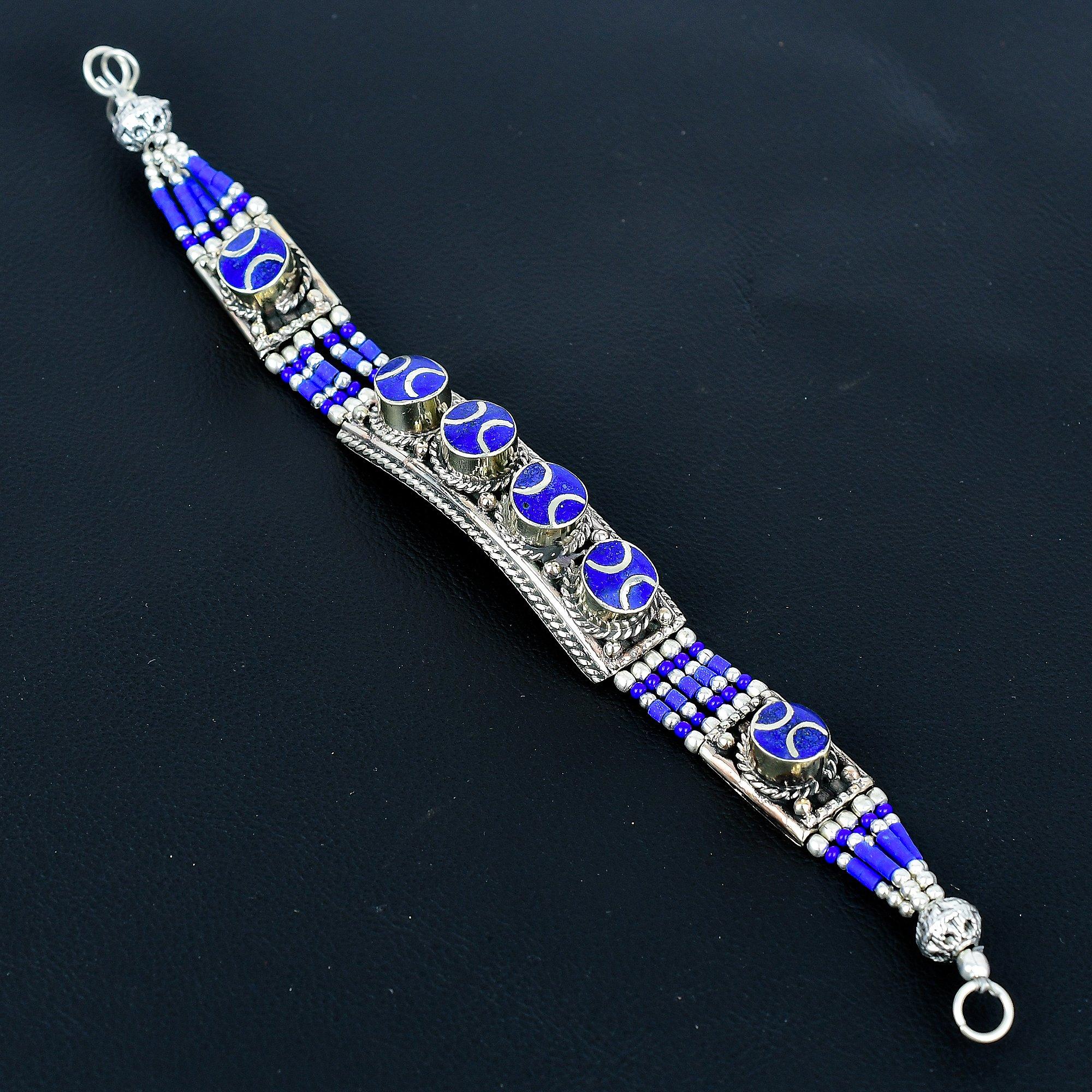 

Ляпис лазурь браслет из стерлингового серебра 925 пробы тибетское серебро браслет ручной работы азиатские непальские украшения богемный эффектный браслет шарм бахо 8 синий