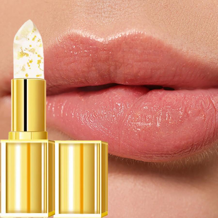 Gold Crystal Jelly Lip Balm Temperature Color Changing Moisturizing Long Lasting High Shine Tinted Lipstick Repair Dry Lip Gloss