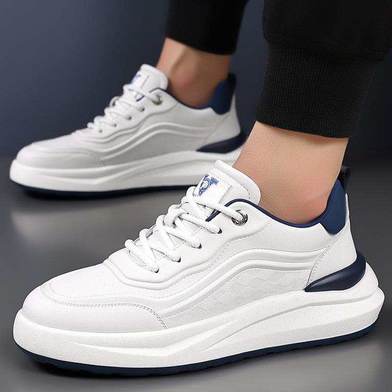 Men's Style Casual Leather Shoes Men's Versatile Fashion Trendy Shoes Platform White Shoes Men's 2025 Trend Board Shoes