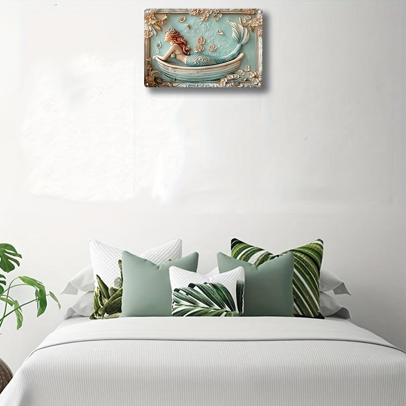 2d Flat 30*20cm, Relaxing Mermaid Wall Art, Wooden Decorative Plaque, Suitable for Home, Bar, Restaurant, and Event Decorations.