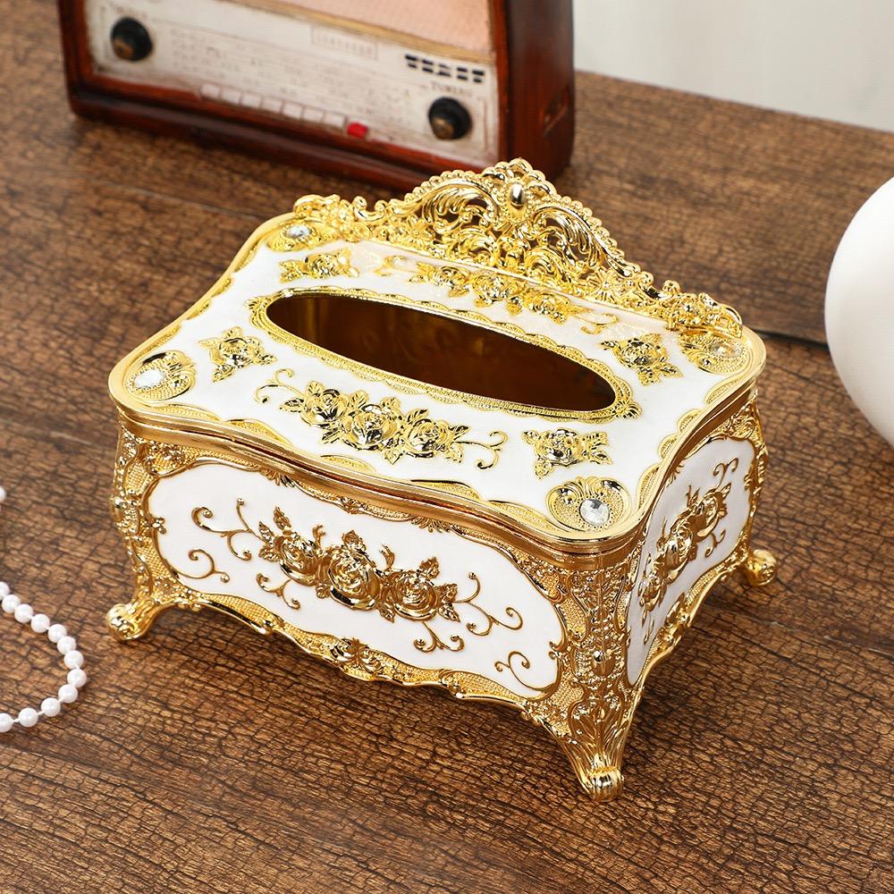 Embossed Rose Tissue Boxes Storage Napkin Holder Paper Case Organizer Ornament Craft Desktop Tissue Plastic Kitchen Tissue Box