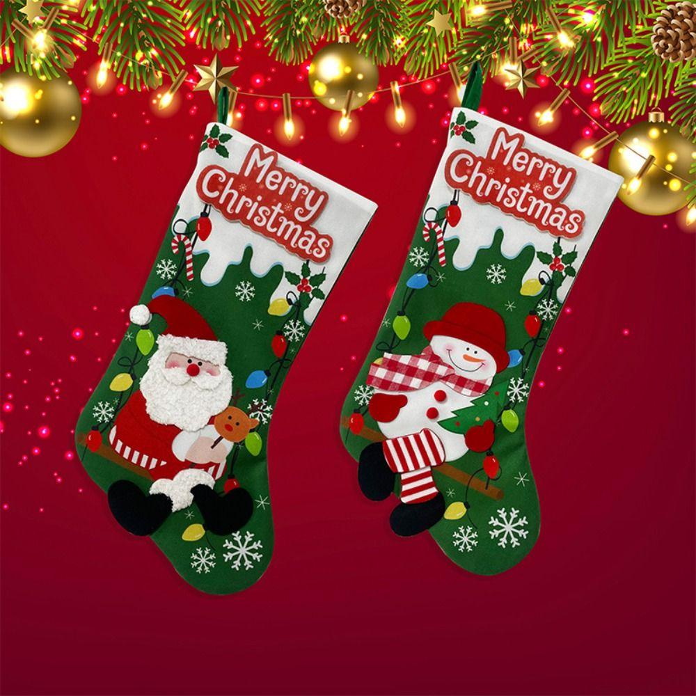 

Hanging Christmas Socks Gift Bag Handmade Christmas Tree Pendant Candy Socks Shop Window
