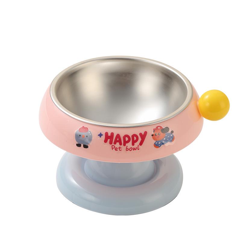 Douyin Pet Stainless Steel Cat Bowl, Dopamine Color, Non-Slip Dog Ice Cream Bowl, Neck Protection Feeding Utensils.