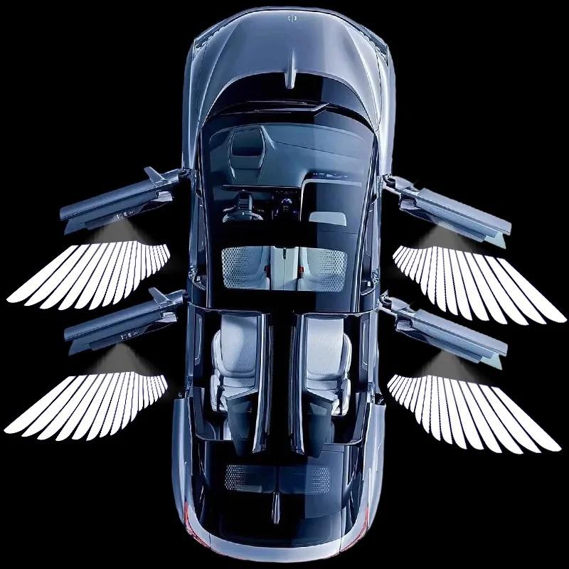 2pcs Angel Wings LED Welcome Light No wiring required LED Projector Light Car Door sensor light Decorative Lamp Car Accessories