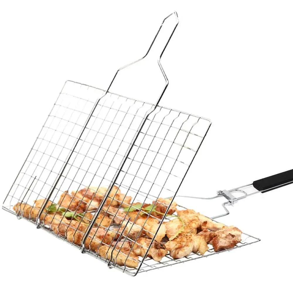 Stainless Steel BBQ Mesh Non Stick Grilling Basket Grill Mesh Mat Meat Vegetable Steak Picnic Party Barbecue Tool