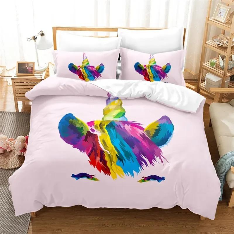 Magical Unicorn Ultra Soft Girls King Queen Bedding Set Microfiber With Sparkle Stars Print Duvet Cover Pillow Case Home Textile