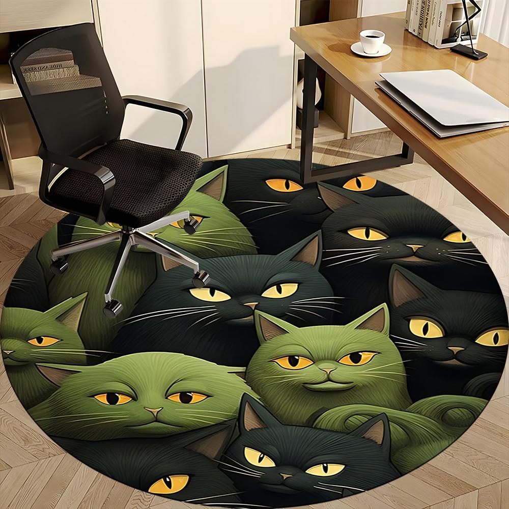 1pc Cat Pattern Office Round Area Rug, Indoor Mat Suitable ForOffice, Under Office Chairs Bedroom Living Room Home Decor, Room Deco,  n74