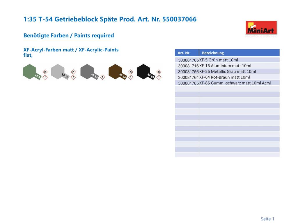 MiniArt Late Model Transmission Set Plastic Model MA37066 1/35 T-54