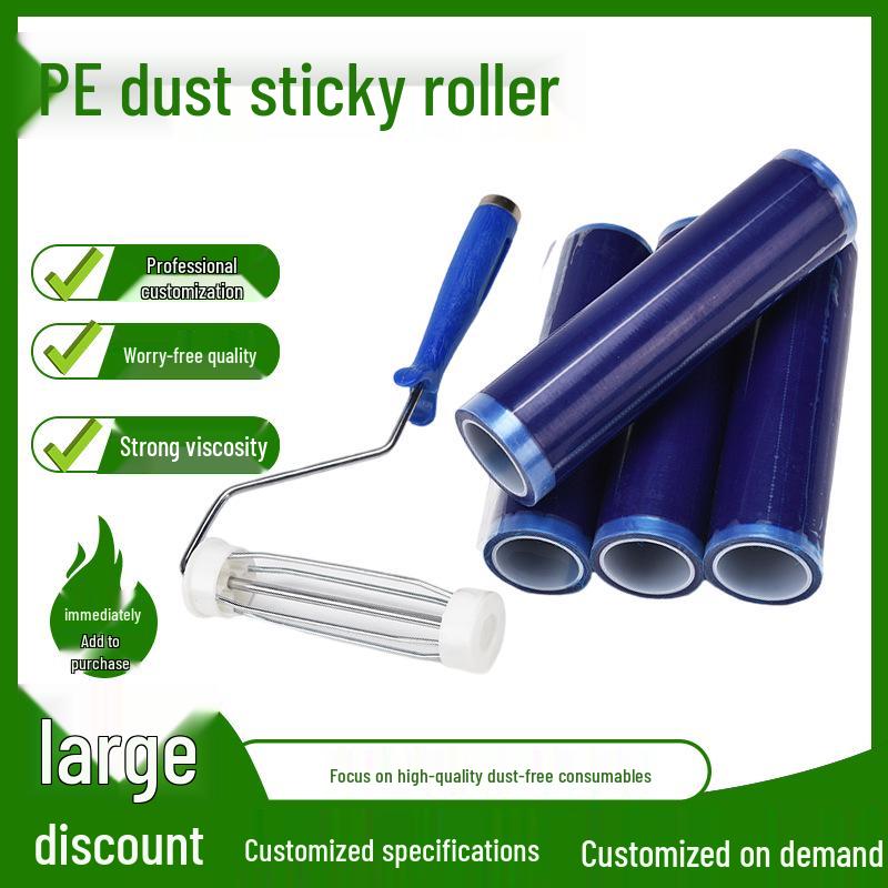 PE Dust Removal Sticky Roller - Cleanroom Blue & White, Disposable, Sizes: 4 , 6 , 8 , 10 White 4 inch (10cm)