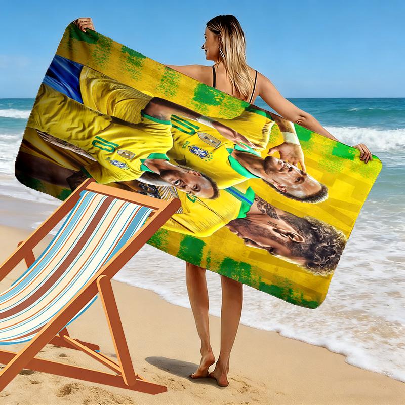 Asciugamano da Spiaggia con Stampa di Neymar, Asciugamano Grande Morbido ad Asciugatura Rapida per Spiaggia Campeggio Nuoto