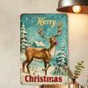 Retro Merry Christmas Tin Sign 12x8 Inch Rustic Holiday Wall Art Home Decor