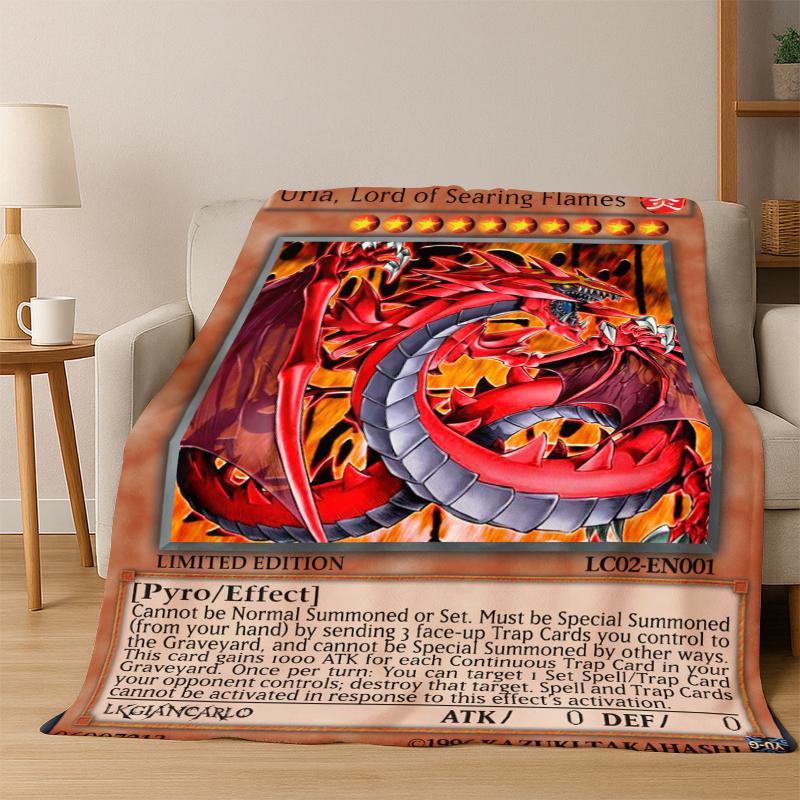 Anime Yu-Gi-Oh Monster Card Cartoon Flannel Blanket Soft Warm Blanket Throw Blanket for Bedroom Living Room Bed Picnic Kid