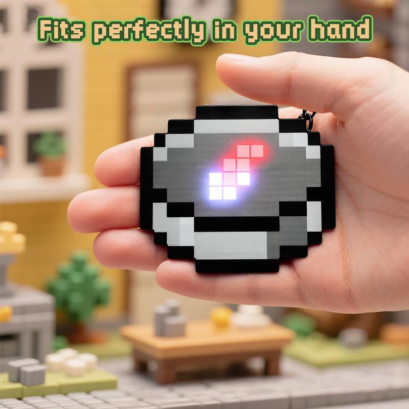 Non-Toxic 3D Fun Rechargeable Pixel Compass Keychain Creative Cartoon Backpack Pendant Simple Design Game Periphery Toys For Kids Gifts