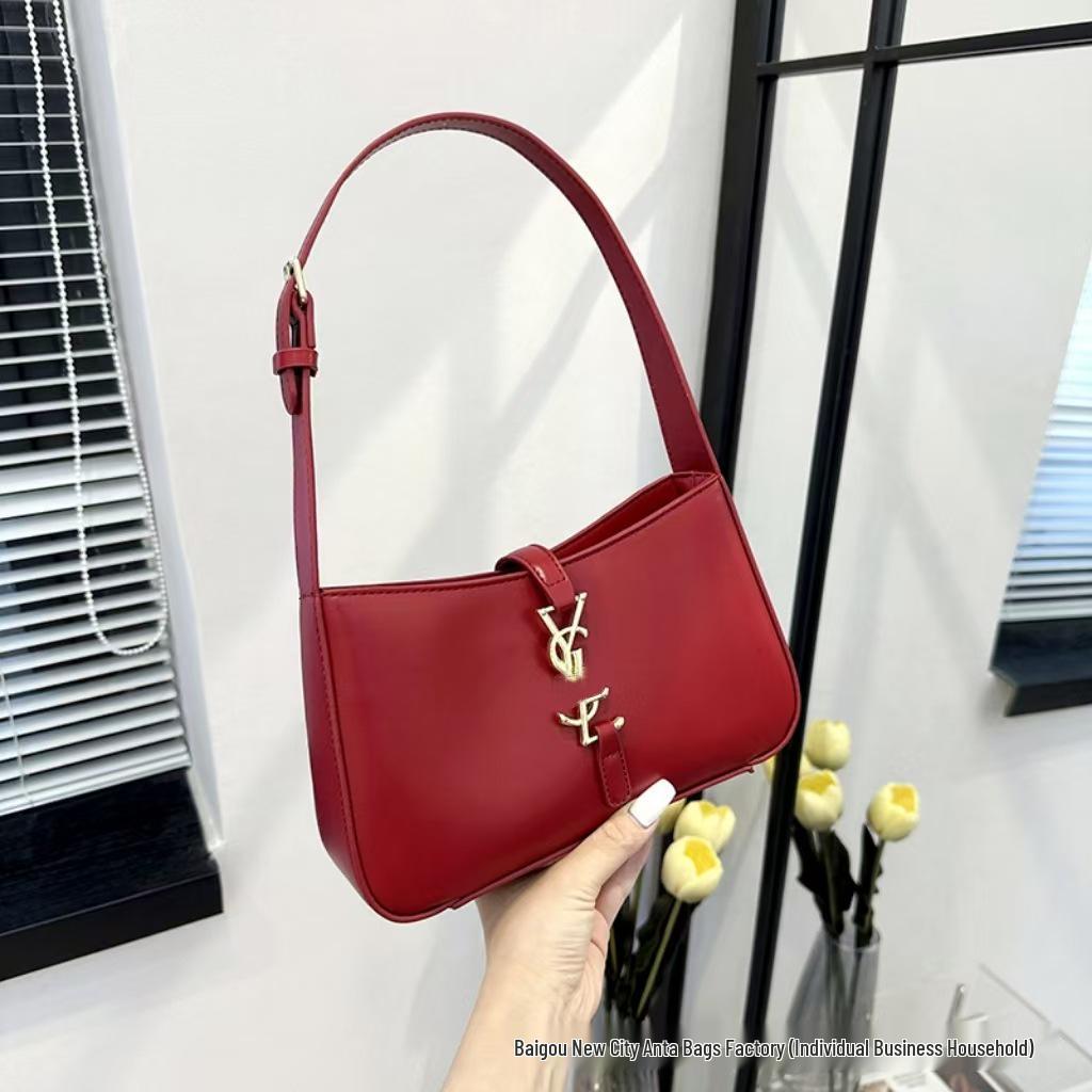 Chic French Women's Shoulder Bag - High-End Textured Mirror Design, Trendy 2025 Underarm Style